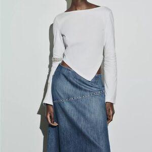 ASYMMETRIC BOAT NECK T-SHIRT size S